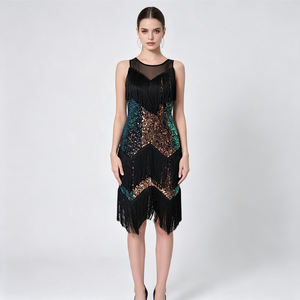 Vestido <span class=keywords><strong>de</strong></span> Baile con Lentejuelas Brillantes y Flecos <span class=keywords><strong>para</strong></span> <span class=keywords><strong>Mujer</strong></span>, Traje <span class=keywords><strong>de</strong></span> Escenario <span class=keywords><strong>para</strong></span> Baile Latino, Samba y <span class=keywords><strong>Tango</strong></span> - Product Image 5