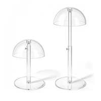 Support réglable en hauteur pour perruques et chapeaux en acrylique antidérapant, avec design fonctionnel pour chapeaux en mousse et perruques, noir et transparent