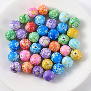 Perles acryliques rondes Perles artisanales pour la fabrication de bijoux Bracelet fait main Perles en porcelaine polymère lisse colorées - Product Image 4