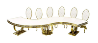 Tables de mariage demi-lune avec plateau en verre, design moderne pour hôtel, salon et usage extérieur