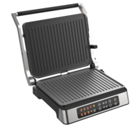 Hot 105 ° /180 °   Gril plat numérique à contact ouvert pour viande, personnalisable avec logo, avec bouton de réglage pour charnière flottante
