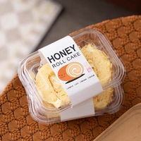 Boîte en plastique PET transparente rectangulaire à double compartiment avec couvercle rabattable, épaisseur 1 mm, pour gâteau roulé Queen Roll Hani Roll