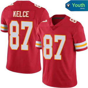 Jugend Kansas City Football Trikots 15 Patrick <span class=keywords><strong>Mahomes</strong></span> 87 Travis Kelce 10 Pacheco Genähtes Limited Trikot für KINDER - Product Image 6