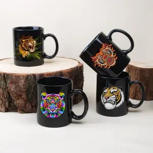 Novelty wildlife animal mug tiger head tiger king design black straight classic drinking cup travel mug coffee New Year gift