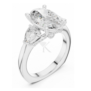 Anillo de compromiso de corte radiante en oro amarillo con tallo dividido, diamantes pavé y halo oculto. Anillo nupcial llamativo y elegante para aniversario. - Product Image 4