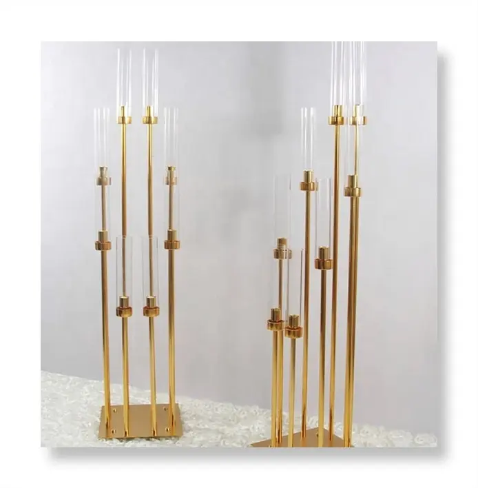 Подставка для свечей с кристаллами, Золотая подсвечник, свадебный высокий подсвечник, 8 подсвечников для свадебного украшения