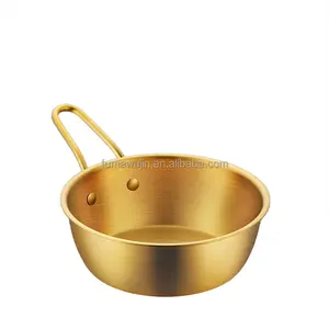 Home and kitchen food storage container stainless steel 304 round dinnerware sets gold bowl metal