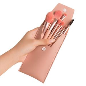 Mini juego de brochas de maquillaje Morandi portátil de 8 piezas, herramienta de belleza de cabello sintético suave para rostro para principiantes - Product Image 3