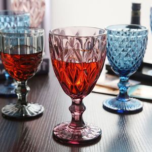Embossed Design <b>Press</b> Engraved Blue Vintage Colored Champagne Goblet Glassware Ornate Nordic Juice Drinking <b>Wine</b> Glasses Goblets - Product Image 2