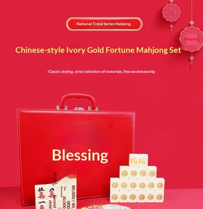 New Year Party Ivory Jinfu Home Hand Mahjong 42/44 Chinese Style National Tide High-end Gift Box with Pocket Cushion - Product Image 6
