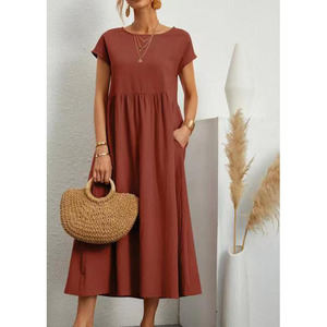 Abito Casual da Donna <span class=keywords><strong>Chic</strong></span> ed Elegante 2023, Vestito Senza Maniche a Tinta Unita, Lunghezza Midi, Vendita Economica - Product Image 2