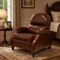 Fauteuil inclinable multifonction moderne américain avec repose-pieds extensible en cuir, idéal pour salon, bureau à domicile ou comme canapé de relaxation