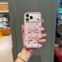 Étui de téléphone DIY à pois fait main pour iPhone 18 Pro Max, coque de téléphone portable, design mignon avec protection à 360 degrés, pour filles