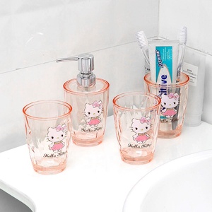 4pcs Modern washroom set soap dispenser tumbler toothbrush holder clear plastic bathroom accessories set luxury