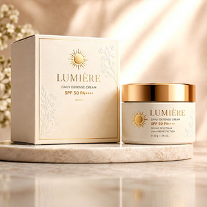 Custom Luxe High-Protection Sunscreen Cream with Gold Foil & Hot Stamping Handle <b>Square</b> Rigid Box - Product Image 1