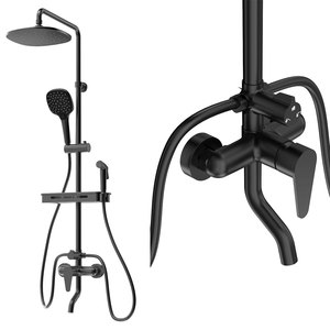 Modern Single-Handle Black Brass Shower Set Thermostatic <strong>Faucets</strong> Polished Ceramic Valve Soft Rain Massage Jet for Apartments - Product Image 2