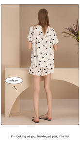 <strong>Women's</strong> Summer Modal Two-Piece <strong>Cat</strong> Print Sleepwear Plus Size Casual Short Sleeve <strong>Pyjamas</strong> 3 Colors for Autumn Spring Thermal - Product Image 4