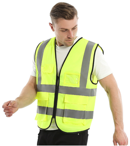Gilet di Sicurezza ad Alta Visibilità con Strisce Riflettenti Cerniera Frontale Classe <span class=keywords><strong>2</strong></span> per Edilizia e Lavori Stradali - Product Image 3