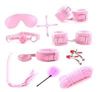 Kit BDSM 10 pièces en cuir : Bandeau pour les yeux, menottes, fouet, pinces à tétons – Ensemble d'accessoires de bondage pour adultes pour couple – Plan d'affaires pour sex-shop