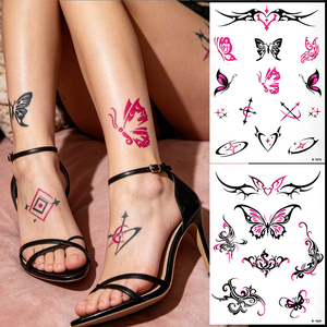 Tatuaggio Temporaneo Vibrante ed Ecologico con Stampa a 4 Colori, Motivi Cyber Sigilism, <span class=keywords><strong>Farfalla</strong></span>, Cuore, Viso Indiano, per Corpo, Schiena Inferiore e Petto - Product Image 1