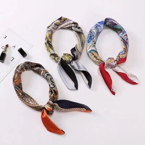 <strong>Plaid</strong> Silk Square Scarf Women Satin Shawl Wrap Hijab Female Hair Band Bag Wrist Luxury Headscarf 70*70cm Echarpe 2022 <strong>Bandana</strong> - Product Image 5