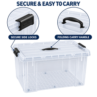 Conteneur de rangement transparent grande capacité 65L en plastique PP pour la buanderie, les serviettes et le linge
