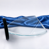 Plaque de récompense en cristal transparent exquis, personnalisable, avec base ronde noire, pour souvenir d'entreprise