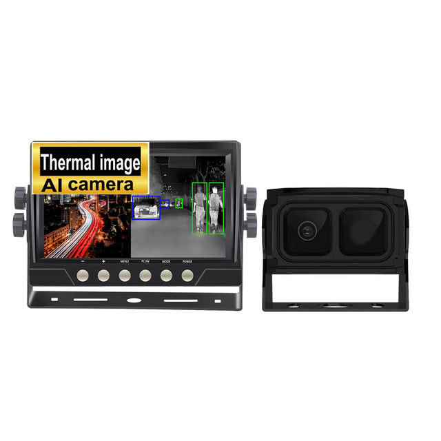 Car AI Backup Camera with Thermal Imager Dual Lenz, Split Display, DVR Recording Anti-fog Anti-dust Anti-glare Waterproof