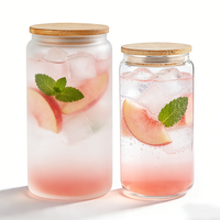 Entrepôt USA – Nouveauté : Bouteilles et verres en verre borosilicate transparent givré de 16 oz et 20 oz pour sublimation, avec couvercle en bambou et pailles