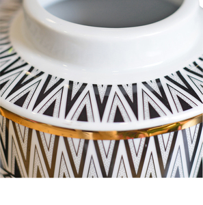 Contenitori in Ceramica Rotondi Bianco e Nero dal Design Moderno con Coperchi, Vaso <span class=keywords><strong>Decorativo</strong></span> con Motivo <span class=keywords><strong>Geometrico</strong></span> - Product Image 6