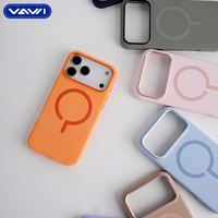 VAWI S010 Coque en silicone liquide avec cadre métallique pour objectif, vente en gros pour iPhone 17 Pro, coque magnétique en silicone pour iPhone 11~17 Pro Max