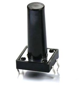 INTERRUPTOR TACTO 12X12mm TIPO GRANDE 04P DIP Derecho H = 18mm STEM Negro - Product Image 1