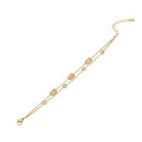 Vente chaude À La Main Européenne Américaine Mode Bracelet Nouveau Géométrique En Verre En Forme De Coeur En Acier Inoxydable Double Couche Bijoux