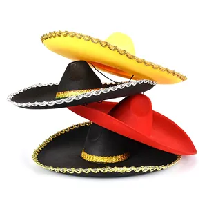 زي فييستا مكسيكي للبالغين للرجال والنساء, قبعة مكسيكية إسبانية ، زي Sombrero Hat for Cinco de may