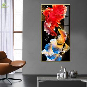 Cuadro Decorativo de Pared de Diseño Moderno para Vestíbulo, Pasillo o Corredor, con Peces Koi en Porcelana de Cristal - Product Image 3