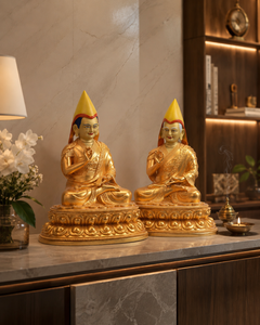 Juego de Estatuas Budistas Tibetanas de Cobre Dorado Hechas a Mano Directamente de Fábrica, Escultura de Monje Personalizada para Altar de Templo, Venta al Por Mayor - Product Image 4
