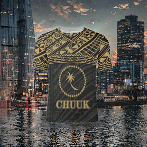 T-shirt personnalisé pour homme grande taille, imprimé drapeau Chuuk, col rond, manches courtes, tricoté, streetwear décontracté - Product Image 3