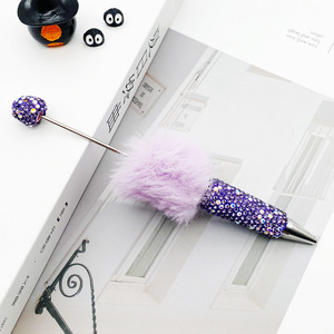 Wholesale Bling Full Cover Black Ink Ballpoint DIY Pens Top Pink Glitter <strong>Beaded</strong> <strong>Plastic</strong> Beadable Pens for Jewelry Acrylic Making - Product Image 5
