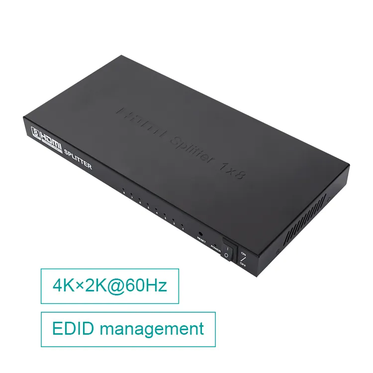 OEM ODM 4K 1X8 HDMI Splitter 1 In 8 Out เอาต์พุตหลายจอที่สอดคล้องกับ HDCP การจัดการสมาร์ท EDID จำหน่าย HDMI