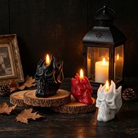 Moule en silicone Tête de crâne flamboyante Halloween 3D, pour bougies parfumées, plâtre, résine, moulage décoratif et artisanat fait main