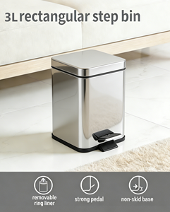 Poubelle compacte à pédale <span class=keywords><strong>en</strong></span> acier inoxydable 410 – Design carré et fin pour intégration sous armoire ou dans un placard avec <span class=keywords><strong>action</strong></span> de pédale de précision - Product Image 5