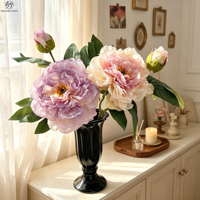 Bunga Peony Sutra Imitasi 2 Kepala Model Edge Burnt Grosir, Bunga Peony Buatan dalam Jumlah Besar untuk Dekorasi Interior Rumah, Pernikahan, dan Acara