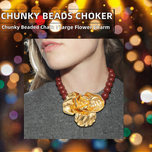 Collier ras du cou tendance avec pendentif fleur massif en alliage et perles, bijoux bouddhistes pour femme, idéal pour les soirées - Product Image 2