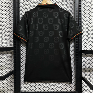 Jersey Sepak Bola Unisex Kustom Dunia 2026 Berkualitas Tinggi 100% Poliester Portugal Hitam Kerah V Bergaris Cepat Kering Bernapas Grosir - Product Image 2