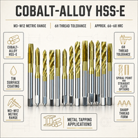 Tarauds de machine à pointe spirale en cobalt HSS-E revêtus de TiN M4 M5 M6 M8 pour l'usinage CNC de l'acier inoxydable