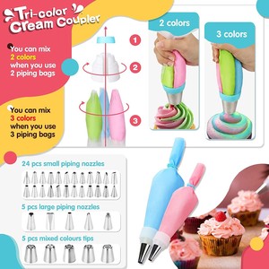 Kit de décoration de gâteaux de 225 pièces : Ensemble de pâtisserie, embout de décoration russe, bordure de gâteau dinosaure, moules en papier, outils de sucre pour le modelage, kit de décoration de gâteaux. - Product Image 4