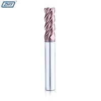 Fraise à queue ZHY HEX à 4 cannelures avec revêtement, 65 HRC, en carbure de tungstène plat