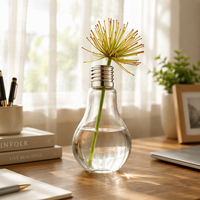 Ampoule Vase en verre transparent Vase à fleurs hydroponique tendance Décoration de mariage à domicile Écologique