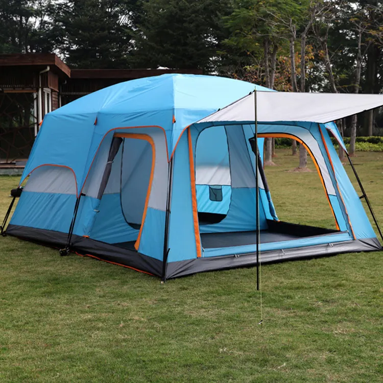 Chambres à deux chambres de luxe, de très grande taille, pour 12 personnes, avec un salon, tente d'extérieur étanche pour le Camping familial