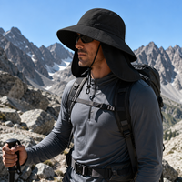 Sombrero de Sol Negro Bajiangren para Exteriores con Solapa para el Cuello, Protección UV UPF 50+, Gorra de Senderismo Transpirable de Malla Táctica, Venta al Por Mayor
